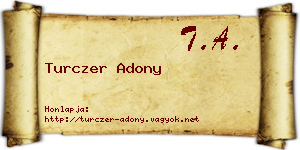 Turczer Adony névjegykártya